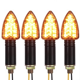 Justech 4x 15LED Mortoradblinker mit E-Mark IP65 Blinker Biegbar Bernstein Licht für M10 12V Motorrad Blinkleuchte Lampe Signal Leucht für Sport- Straßenfahrrad Off Road Chopper