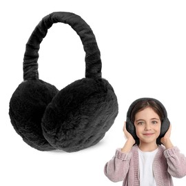 Riisoyu Winter Ear Warmers Plush, Winter Earmuffs Foldable Girls Outdoor Ear Cups Soft Cold Protection Winter Accessories Christmas Warm Earmuffs for Women Men Grey, black