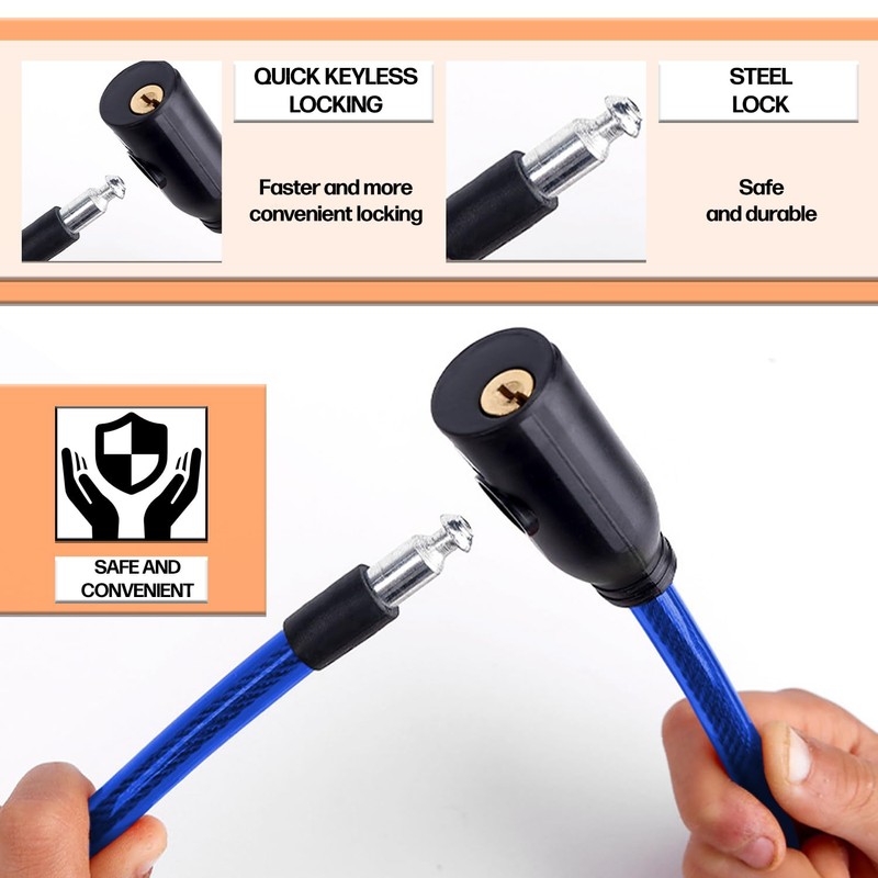 JP Sales E Scooter Lock Robust Steel Cable 60 cm