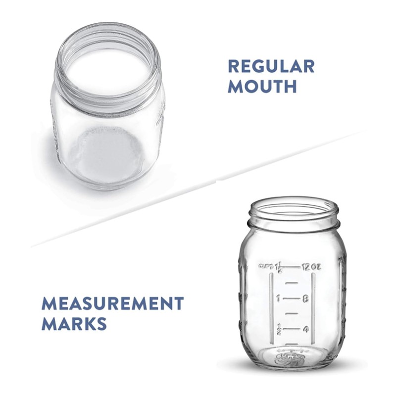 16 oz - 5-Pack Regular Mouth Glass Jars with Lid