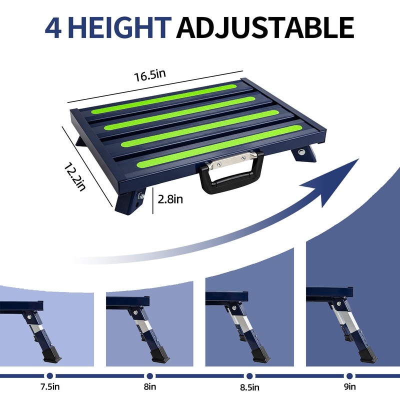 GarfatolRv Aluminum RV Steps, 4-Level Adjustable Folding Step Stool with