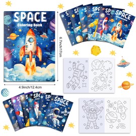 12Pcs Outer Space Mini Coloring Books for Kids - Astronaut & Solar System Activity Planet Books Bulk for Birthday Party Favors, Classroom Travel, Galaxy-Themed Goodie Bag Stuffers