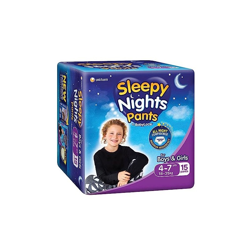 Babylove Sleepy Overnight Nights Pant 15-Pieces Pack, Size 4-7 Years
