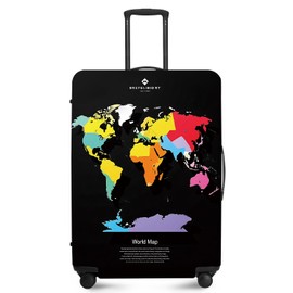ANNA QUEEN Map Travel Luggage Cover Suitcase Protector Suitcase Anti-Scratch,Stretchable Fit for 18-32Inch Luggage,Travel Bag Cover Washable Durable Polyester with Elastic Hem with Zipper Closure