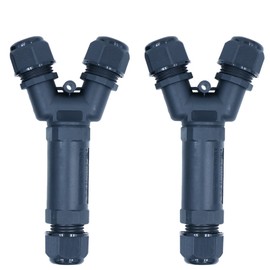 ZONADAH Pack of 2 Y-Type 3-Way IP68 Waterproof Electrical Cable Wire Connector M25 450V 32A 3 Pin 10-14mm 4M Depth Outdoor Garden Lighting Wiring
