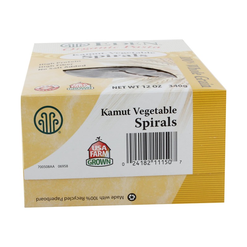 Eden Organic Kamut Vegetable Spirals, 12 oz, 100% Whole Grain,