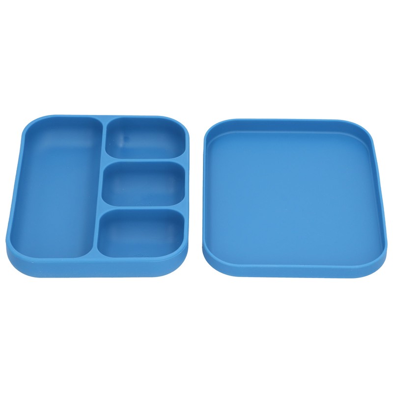 Baby Silicone Divided Food Plate with Lid Drop Resistant Suction