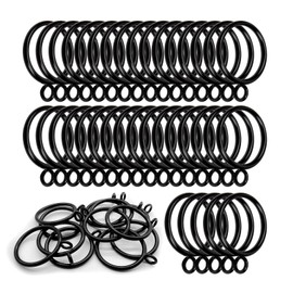 JNBGTU 50 Pcs 38mm Matte Black Metal Curtain Rings Curtain Drapery Pole Rings with Curtain Hooks Drape Sliding Curtain Hanging Rings Durable & Rustproof Curtain Pole Ring Fit Rod Up to 35mm Diameter