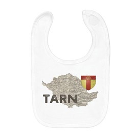 Fabulous Baby Bib Organic Cotton Camouflage 81 Department Albi Old Occitania Map, White