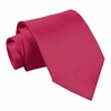 DQT Plain Glossy Satin Polyester Wedding Classic Neck Tie for Men in Crimson Red