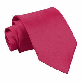 DQT Plain Glossy Satin Polyester Wedding Classic Neck Tie for Men in Crimson Red