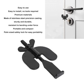 Alomejor Door Security Lock Stainless Steel Portable Heavy Duty Door Stoppers for Improved Home Hotel School Security with Adjustable Wing Nut (Black)