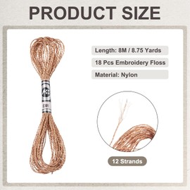 PATIKIL 18 Skeins Embroidery Floss, Metallic Embroidery Thread Nylon Threads Bracelets String for Cross-Stitch Hand Embroidery, Bronze Tone