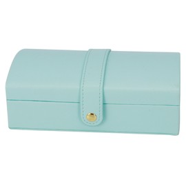 Portable Travel PU Leather Jewelry Box Multilayer Earring Rings Necklace Storage Case OrganizerLight Blue