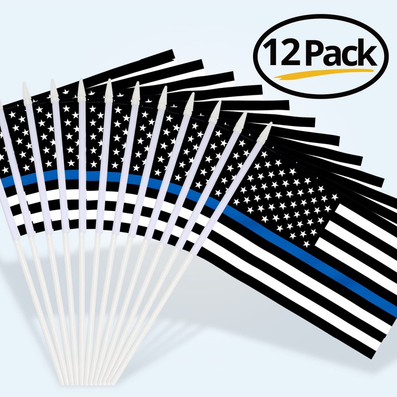 Anley Thin Blue Line USA Mini Flag 12 Pack -