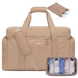 LOVEVOOK Travel Duffle Bag, Puffer Weekender Bag for Women, Overnight Bag with Toiletry Bag, Carry On Bags for Airplanes, Hospital Bag for Labor Delivery, Yoga Gym Bag with Wet Pocket, 3Pcs, Black