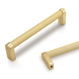 POVEFONK 10 Pack 5 inch(128mm) Brushed Brass Kitchen Cabinet Handles Knurled Cabinet Pulls Gold Drawer Pulls Kitchen Cabinet Hardware Kitchen Handles Drawer Pulls Dresser Handles