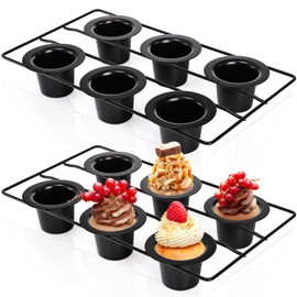 Acshio 2 Pack Popover Pans, 6 Cups Nonstick Muffin Cupcake Pan, Carbon Steel Round Cheesecake Tin Bakeware Mould for Oven Baking, Muffins, Quiches, Pudding Cakes