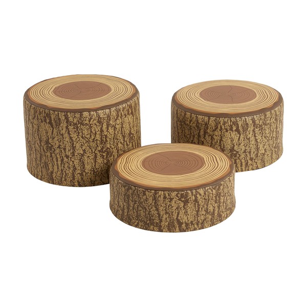 ECR4Kids SoftZone Tree Stump Stool Set, Flexible Seating, Chocolate, 3-Piece