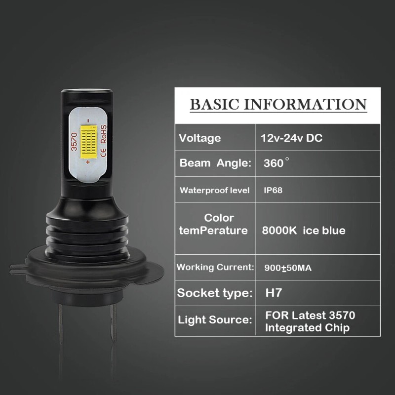 CHUSYYRAY Combo H7+H7 LED High Low Beam Headlight High/Low/Fog Light