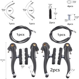 Bicycle Brake V Brake Set, Front Rear V Brake, Aluminium Bicycle Brake Set, Complete Bicycle Brake Set, Bicycle V Brake Set, for Mountain, Road Bike, Folding Bike, Hybrid Bicycle