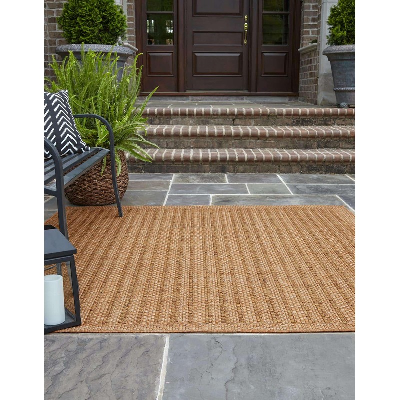 Unique Loom Outdoor Border Collection Area Rug - Checkered (7'