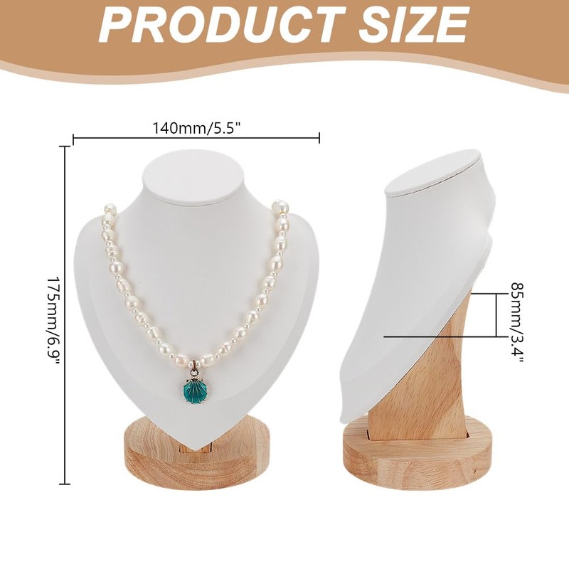 arricraft 1 Pcs Bust Necklace Display Stands, White PU Leather