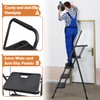 4 Step Ladder, HBTower Folding Step Stool with Tool Platform,
