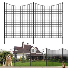 12 Panels Garden Fence Animal Barrier, 33 in(H) X 26 ft(L) Dog Fence Outdoor for Yard, Tall Metal Fencing with Ground Stakes, Temporary Fencing for Dog, Rabbits, and Patio Border