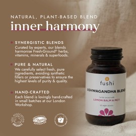 Fushi Ashwagandha Extract with Vegan MCT Capsules, 60 Caps | Fresh-Ground, High Strength & Wholefood | Min 5% Withanoloids | Uplifting & Nourishing | 100% Plant Based Formulation |Vegan,Made in the UK