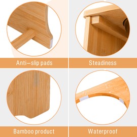 COOZMENT Elevated Dog Bowls,Bamboo Dog Bowl Stand,Raised Dog Bowls for Large Dogs,Dog Food Bowls,Non-Slip Dog&Cat Feeder with 2 Stainless Steel Food&Water Bowls,10" Tall (Waterproof Wooden)