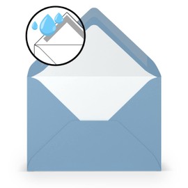 PAPERADO 50 envelopes dark blue ribbed light blue 100 g/m² envelope without window 11.4 x 16.2 cm envelopes with wet glue pointed flap