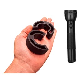 Universal Mounts for D-Cell Flashlights, Modern Beefy Design, Great for Homes, Prepping, Camping, Guardshacks, Police Stations and More, Made in Texas, Black, 2 pk.