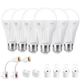 Ostwiki 6 Pack A19 Rechargeable Light Bulbs for Lamps 6500K Daylight