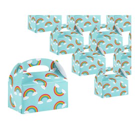Treat Boxes - 24-Pack Paper Party Favor Boxes, Rainbow Design Goodie Boxes for Birthdays and Events, 2 Dozen Party Gable Boxes, 6 x 3.3 x 3.6 inches