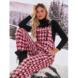 Yousify Women's Fleece Warm Overalls Winter Fuzzy Thick Adjustable Strap Bib Overalls Loose Casual Jumpsuits with Pockets