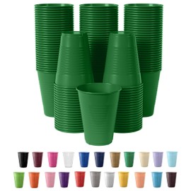 Exquisite Emerald Green Disposable Plastic Cups - 100 Pack 12 Oz Plastic Cups - Colored Disposable Cups - Durable Party Cups - Plastic Disposable Drinking Cups - Bpa Free Plastic Cups For Party