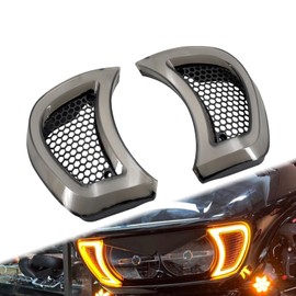 HCmotorku - Luz LED de ventilación para faros delanteros para motocicleta, luz intermitente, apta para Harley Touring Road Gilde 2015-2023, color humo