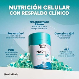 Nad+ Resveratrol Gomitas 60 Gummies Para 1 Mes Health Hack Sabor Mora Azul
