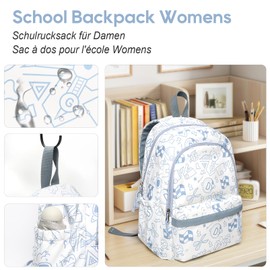 BITUOR School Backpack, Casual Daypack Men Women, Causal School Bags,Daypack Waterproof Backpack Lightweight Rucksack School Bookbag for Teenage Girls Boys, Pattern-Blue