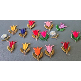 DIY CraftbuddyUS 15pcs(1in x 0.75in) IronOn Fabric Flower Embroidery Patches,DIY