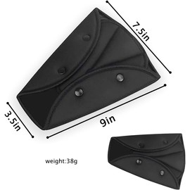 2 Pack Seat Belt Adjuster, Triangle Seat Belt Adjuster for Short Adults, Car Safety Belt Adjuster Cover Pad Strap (Black)