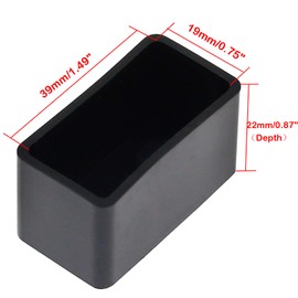 Bonsicoky 20Pcs Rectangle Rubber Furniture Leg Caps (3/4" x 1-1/2"), Vinyl Flexible Chair Leg Floor Protectors for Patio Indoor Chair Table Bed, 19 x 39mm