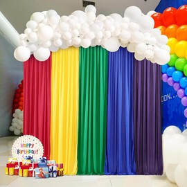 Tulle Backdrop Curtain Chamagne Curtain Backdrop Drapes for Wedding Bridal Baby Shower Birthday Party 5 ft ×7 ft - Color: Bright Rainbow, Size: 12ft (W) × 10ft (H)