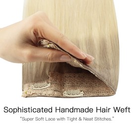 hotbanana Wire Hair Extensions, 12 inch 70g Ash Blonde to Golden Blonde and Platinum Blonde Fish Line Hair Extensions Real Human Hair Straight Invisible Remy Hair Human Extension