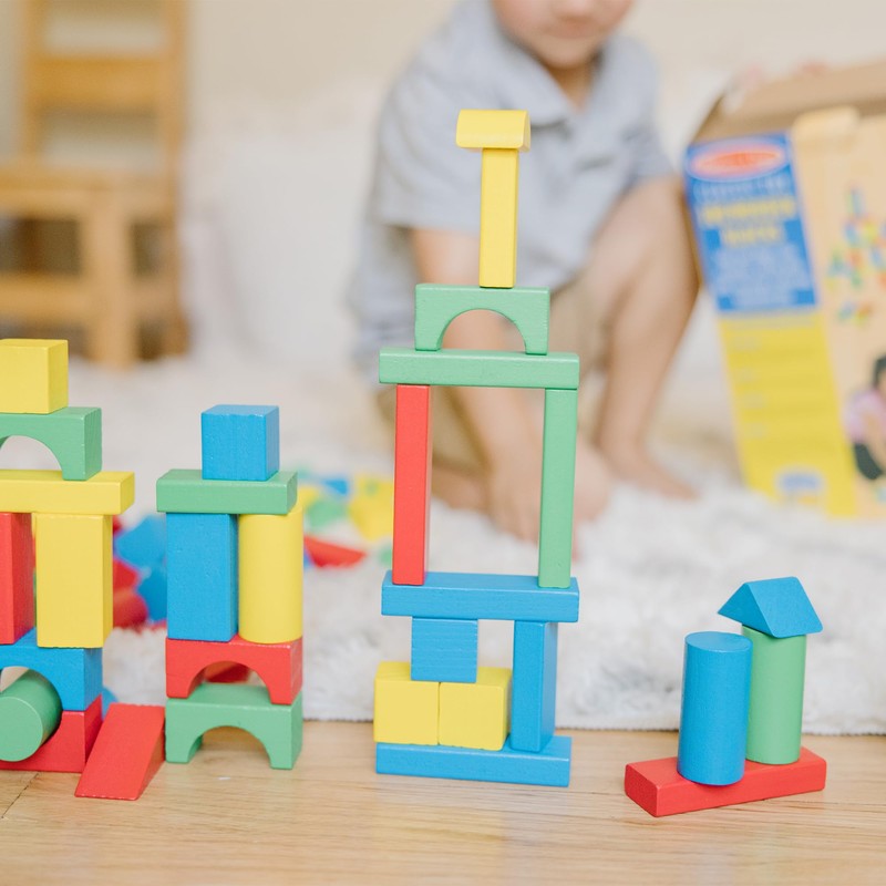 Melissa & Doug Wooden Building Blocks, 100-Piece Set of Sorting