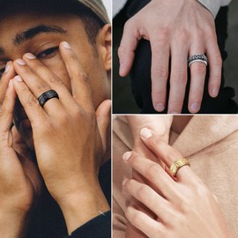 Black Viking Rune Spinner Rings Size 10 Mens Stainless Steel Anxiety Stress Relief Band Ring Nordic Pagan Amulet Jewelry