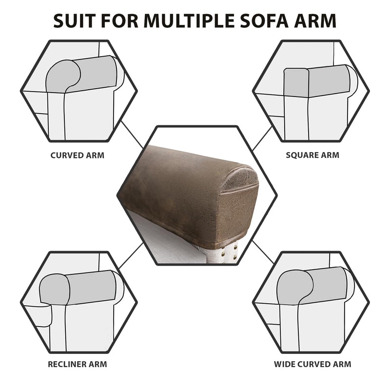 Leather Look Couch Arm Covers Set of 2 Armrest Covers