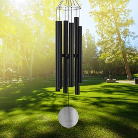 Wind Chimes Outdoor Deep Tone, 45Inch Sympathy Wind Chimes for Outside, Memorial Wind Chimes Large for Mom,Garden DecorDecorative Outdoor Hanging Wind Chimes, Black