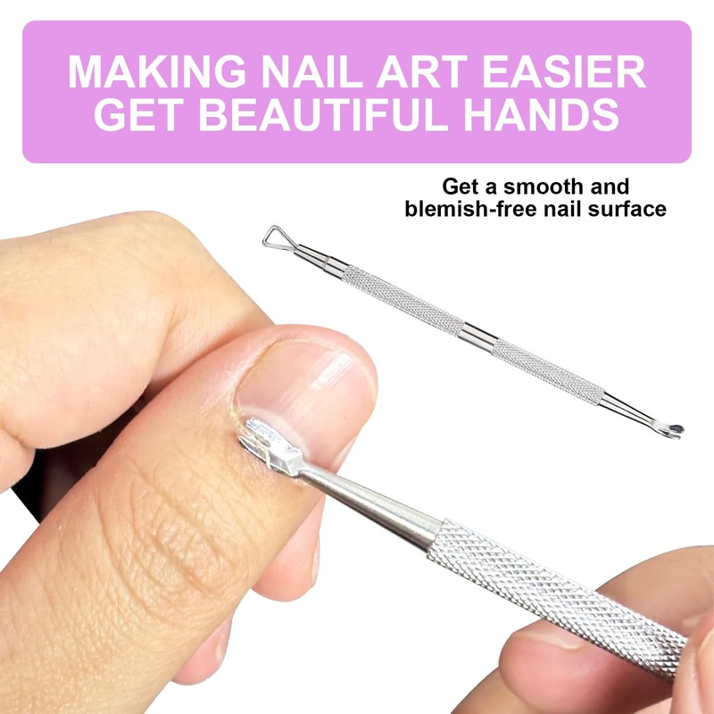 Cuticle Pusher, Stainless Steel Cuticle Pusher Tool with 100# Grit